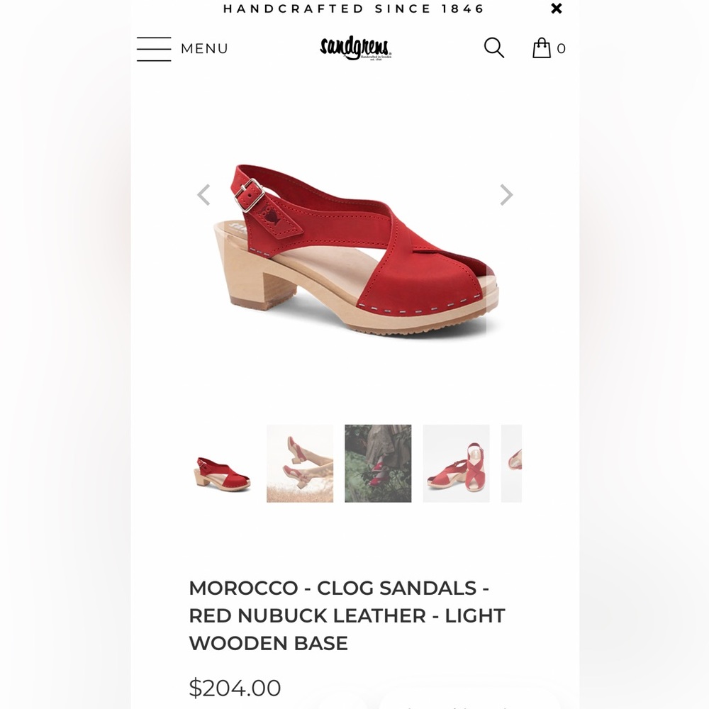 Sandgren Clog Sandals Red Nubuck Leather - Picture 12 of 12